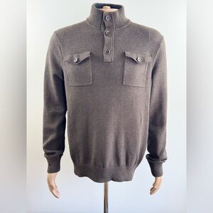 Men's Banana Republic Button Mock Neck Sweater, Size Large, Chest Pockets